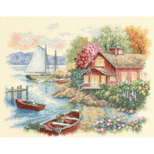 (image for) Peaceful Lake House Counted Cross Stitch Kit